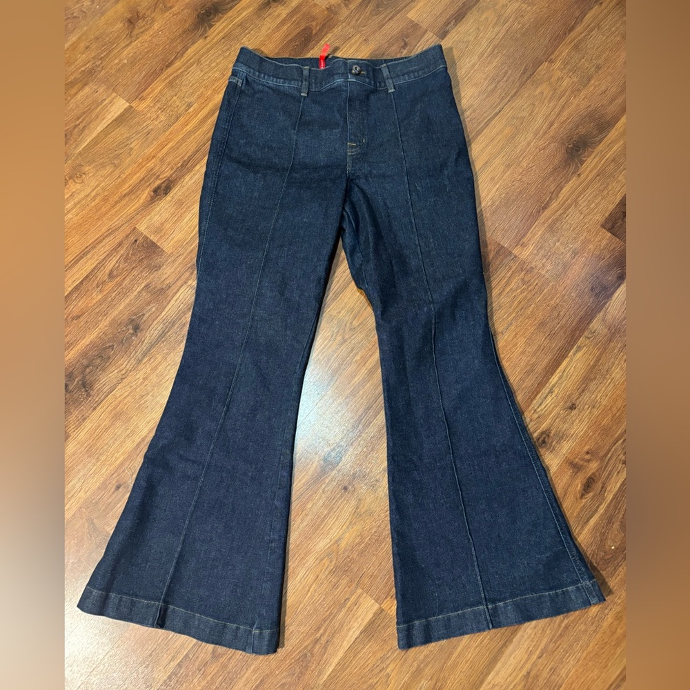 Spanx flare trouser jeans dark blue with seam xl